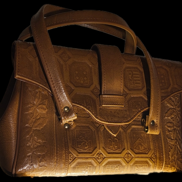 True Vintage Leather Handbag Elpro 60s Retro Purse - Picture 1 of 7